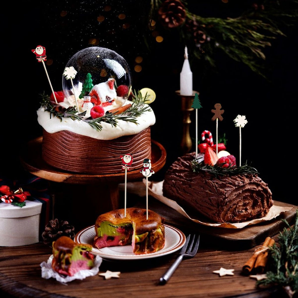 Christmas Cocktail Picks – Disposable Bamboo Decorative Skewers – LumiqHome