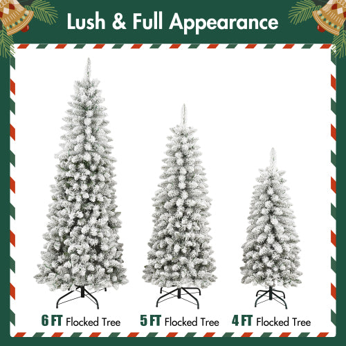 Snow Flocked Artificial Christmas Tree Set of 3 - 4ft 5ft 6ft Pre-Lit - LumiqHome