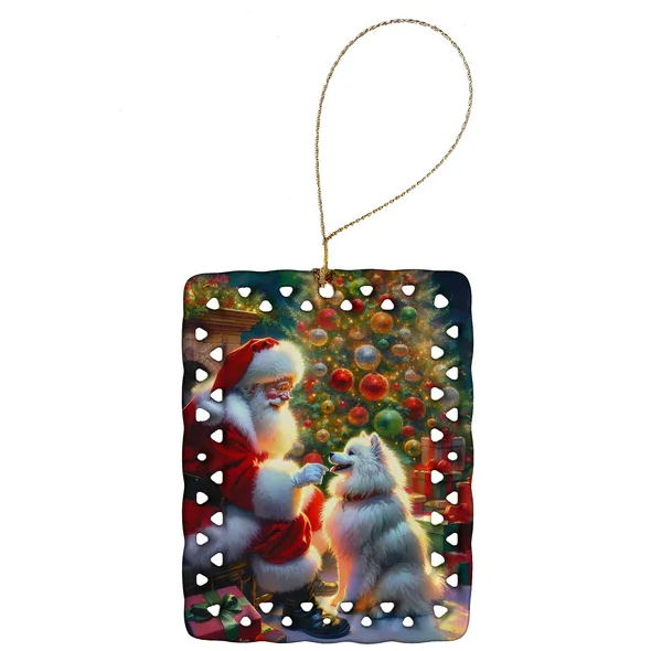 American Eskimo Dog & Santa Claus Porcelain Christmas Tree Ornaments - LumiqHome