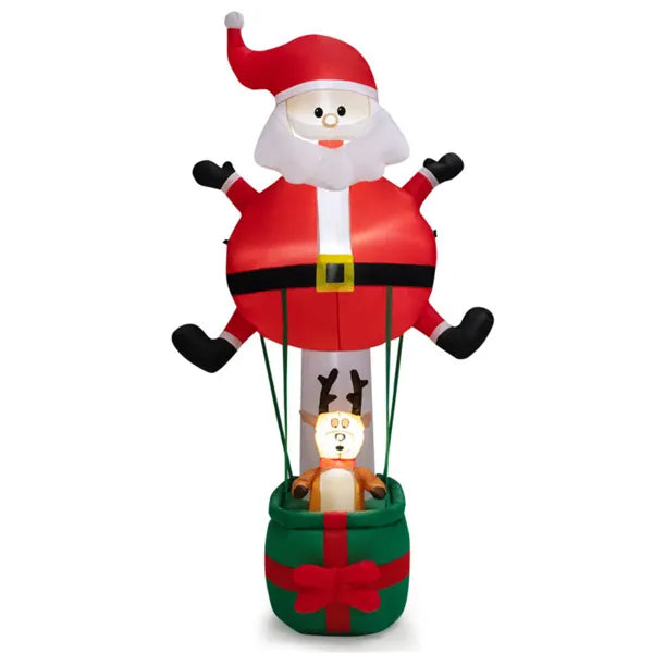 8ft LED Inflatable Santa Claus and Reindeer - Outdoor Christmas Decoration - LumiqHome