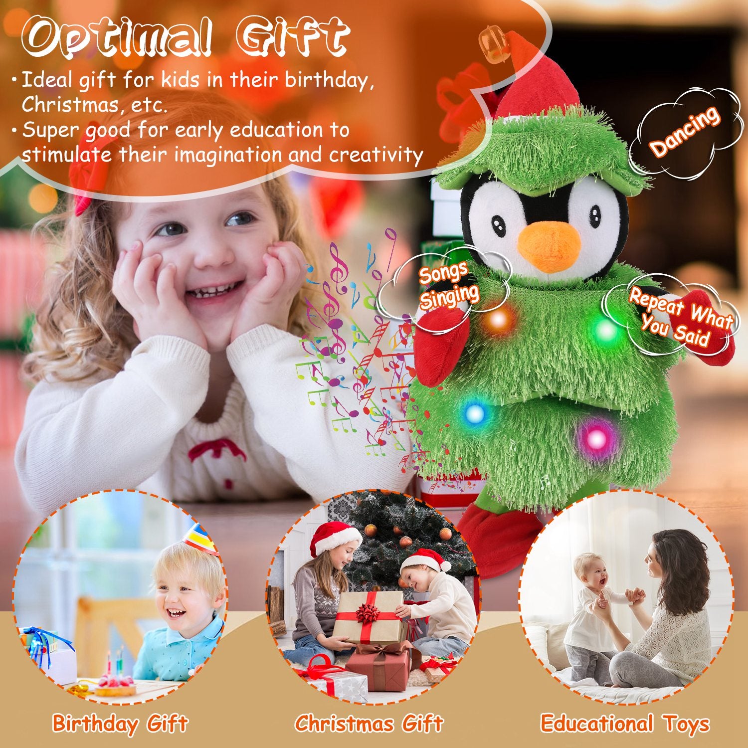 1Pc Penguin Or Elk Or Snowman Electric Dancing Singing – LumiqHome