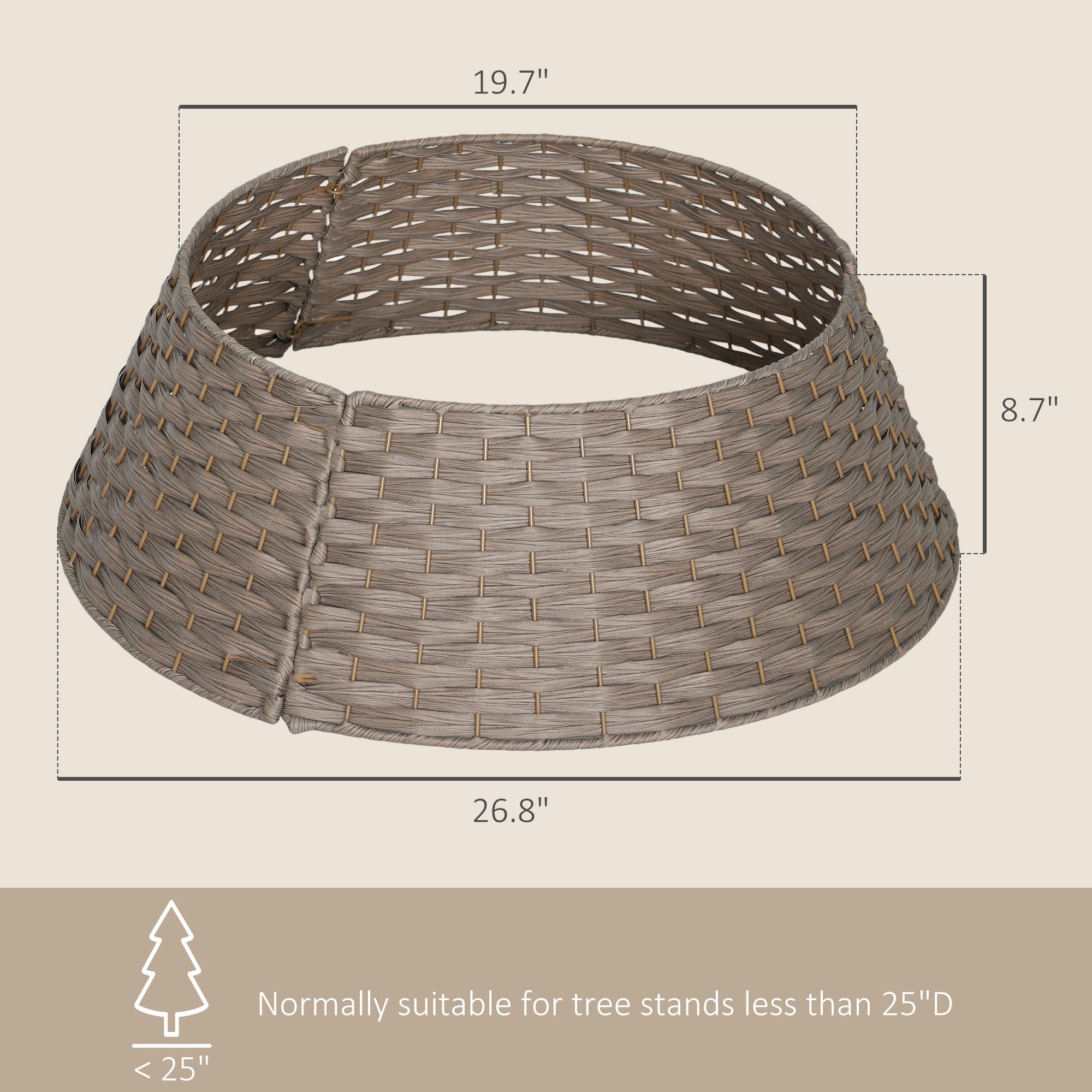 Rustic Christmas Tree Skirt – Rattan Stand Base Cover