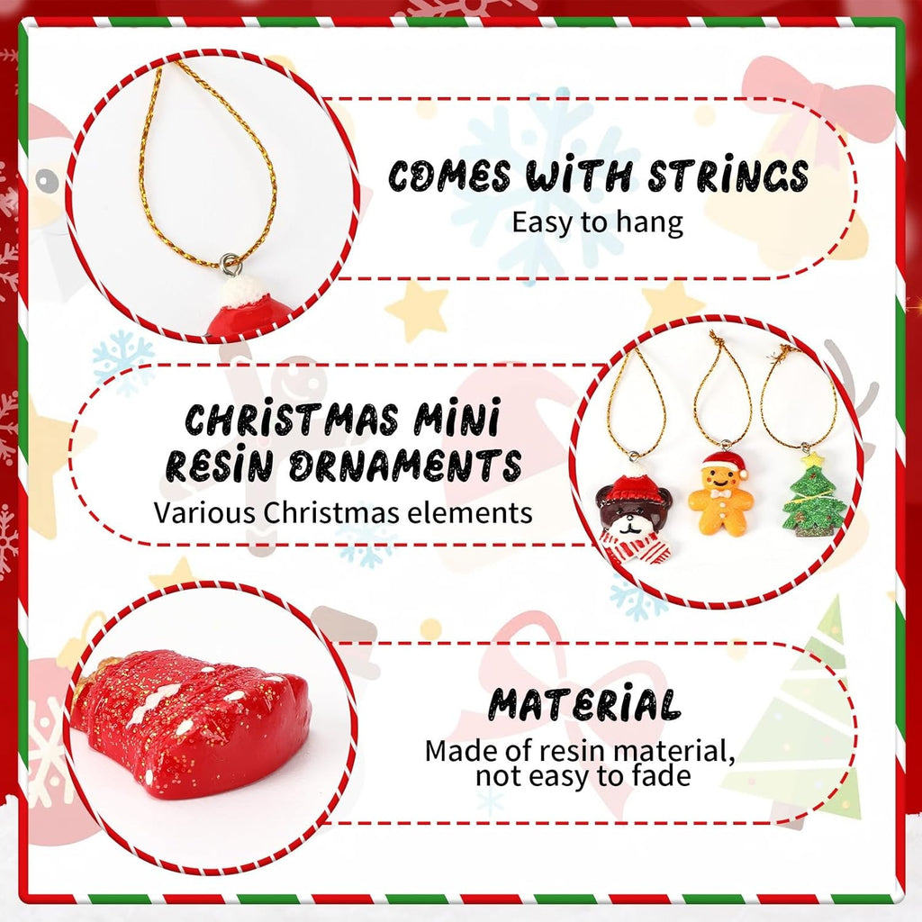 Mini Resin Christmas Tree Ornaments Set of 36 - Hanging Figurines & Charms - LumiqHome