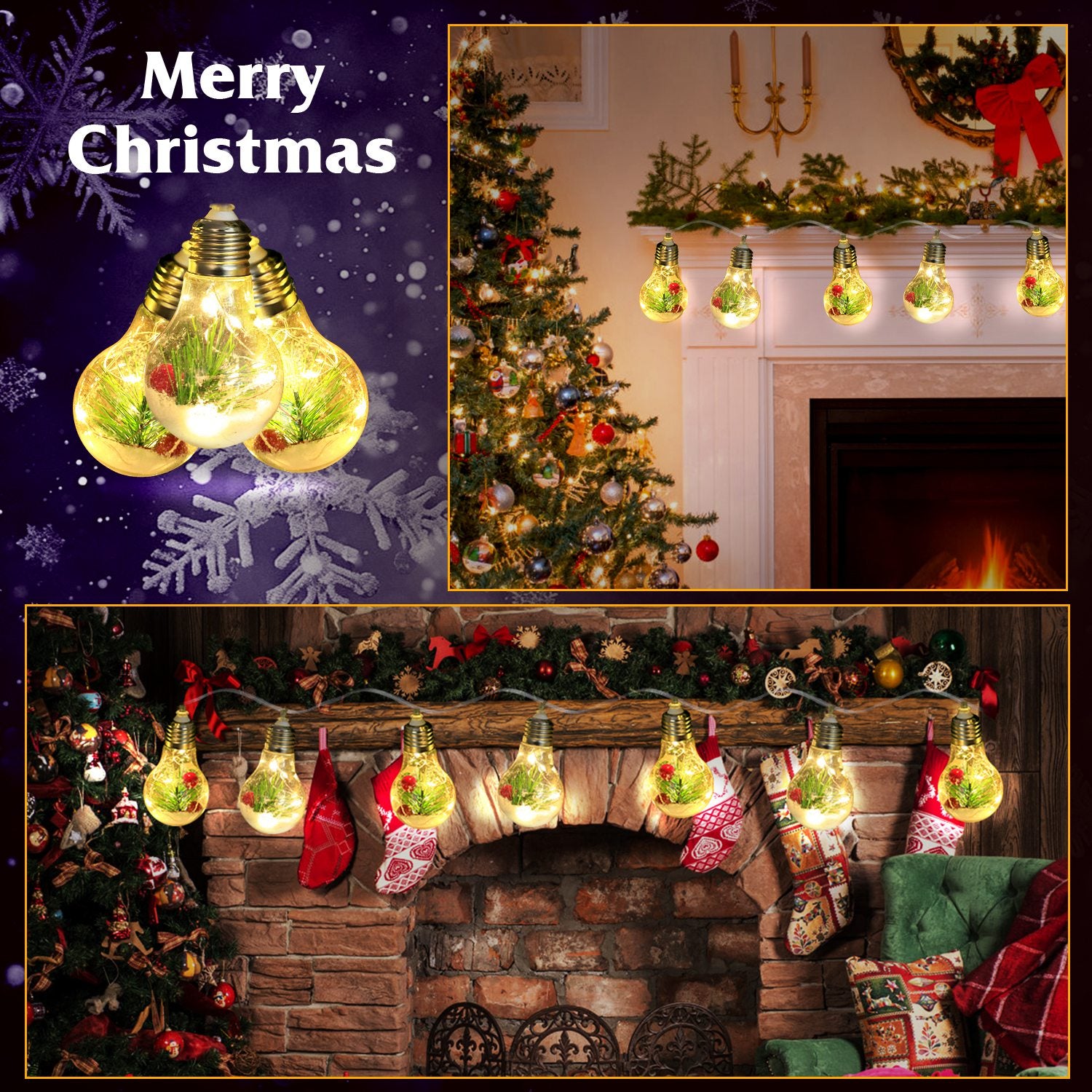 1Pc 13.78FT Christmas Snow Globe String Light Battery P – LumiqHome