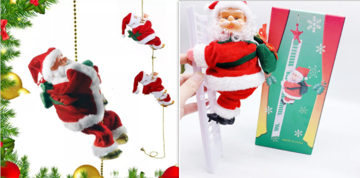 Electric Santa Claus climbing ladder 2-pack top view packaging LumiqHome