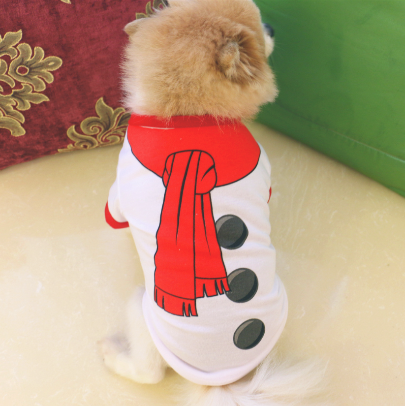 Dog Christmas costume sweatshirt white snowman dog back LumiqHome