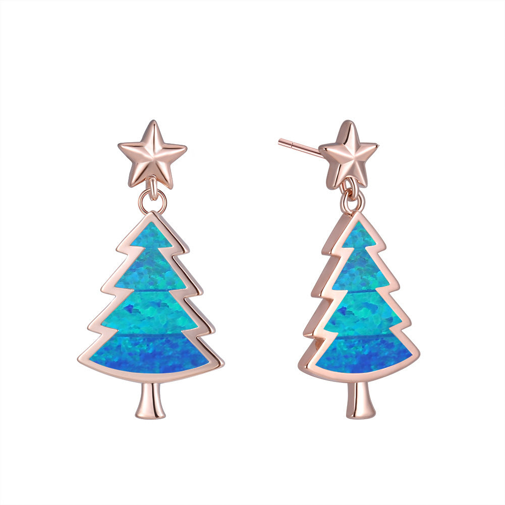 Christmas tree earrings green gold pentagram LumiqHome