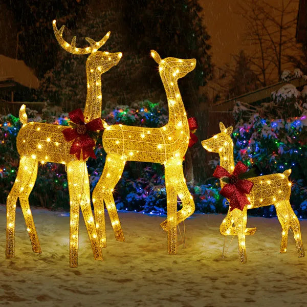 3-Piece Lighted Christmas Reindeer Family Set Outdoor D by LumiqHome – elegant led christmas décor in a cozy setting