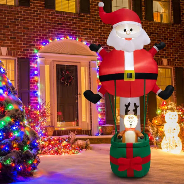 8ft LED Inflatable Santa Claus and Reindeer - Outdoor Christmas Decoration - LumiqHome