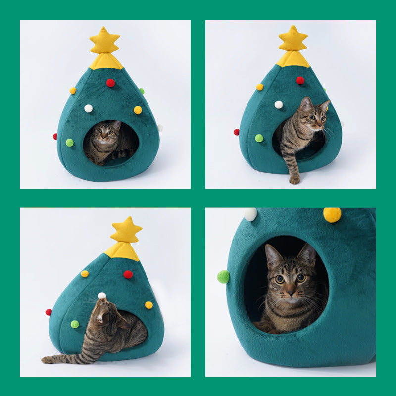 Pet Christmas Tree Cat Bed Cat Mat Kennel Felt Litt by LumiqHome
