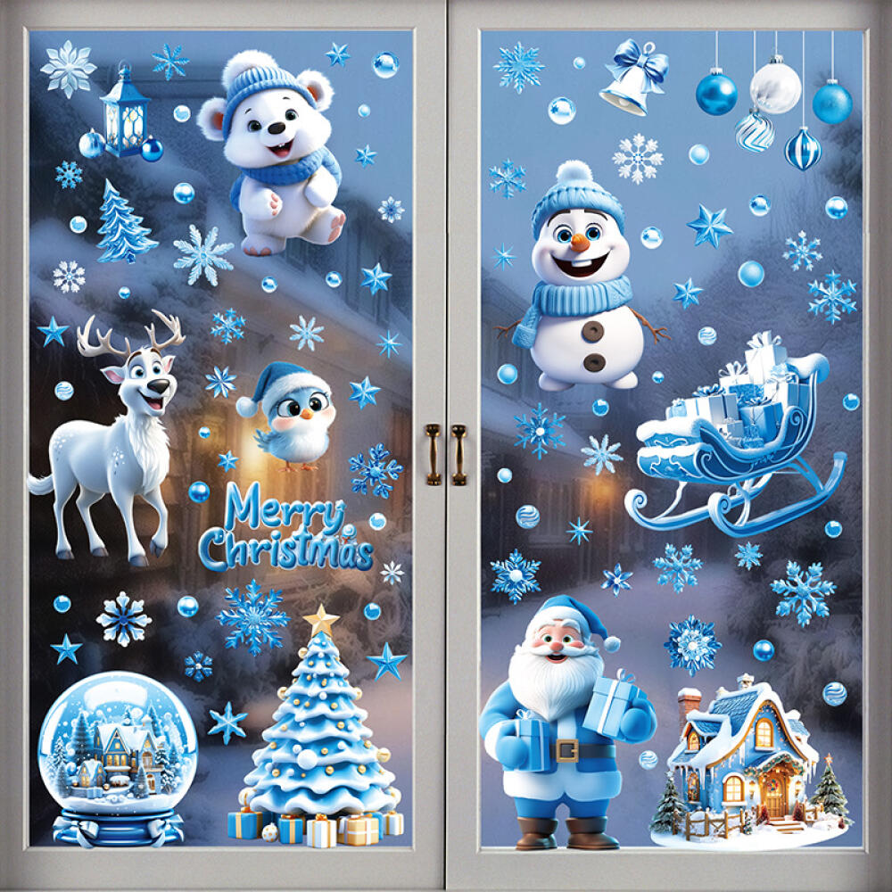 Christmas Snowflake Window Decals - 9 Sheets Blue Winter Stickers - LumiqHome