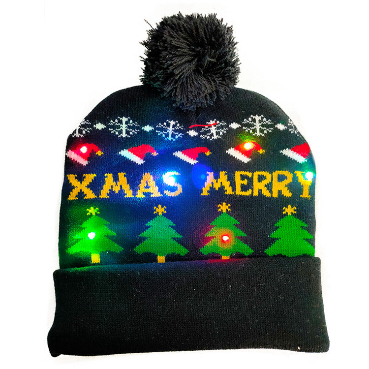 LED Christmas knitted beanie Xmas Merry design – light up hat by LumiqHome