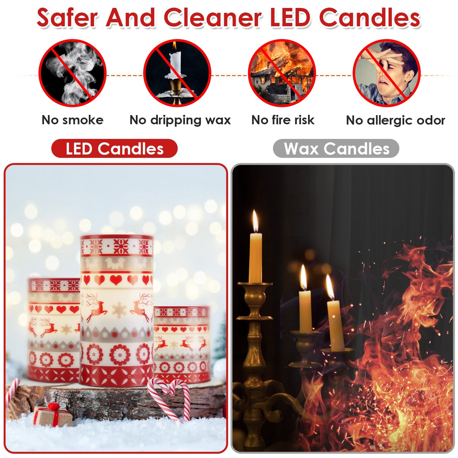 3Pack Christmas Flameless LED Candles Deer Flickering C – LumiqHome