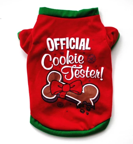Dog Christmas costume sweatshirt red cookie tester vest LumiqHome