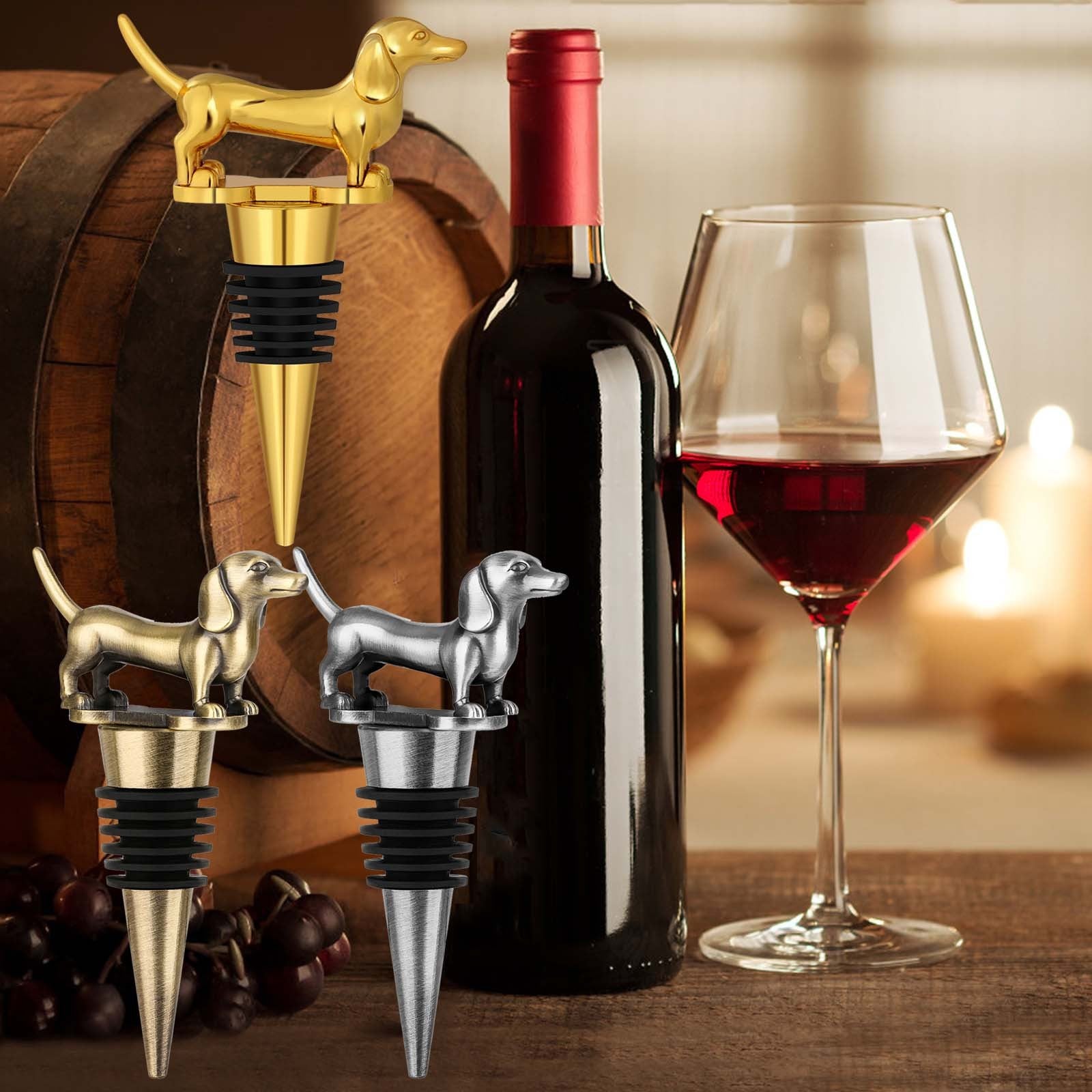 A Dachshund-shaped Red Wine Stopper, A Household Wine C by LumiqHome – elegant holiday home décor in a cozy setting