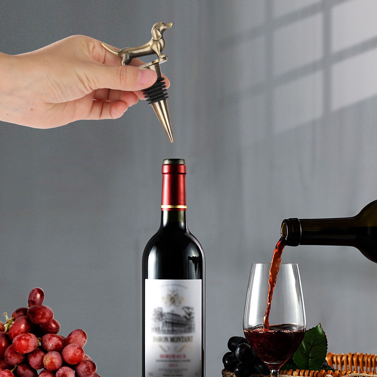 Dachshund Wine Stopper – Luxury Animal Decor Gift – LumiqHome