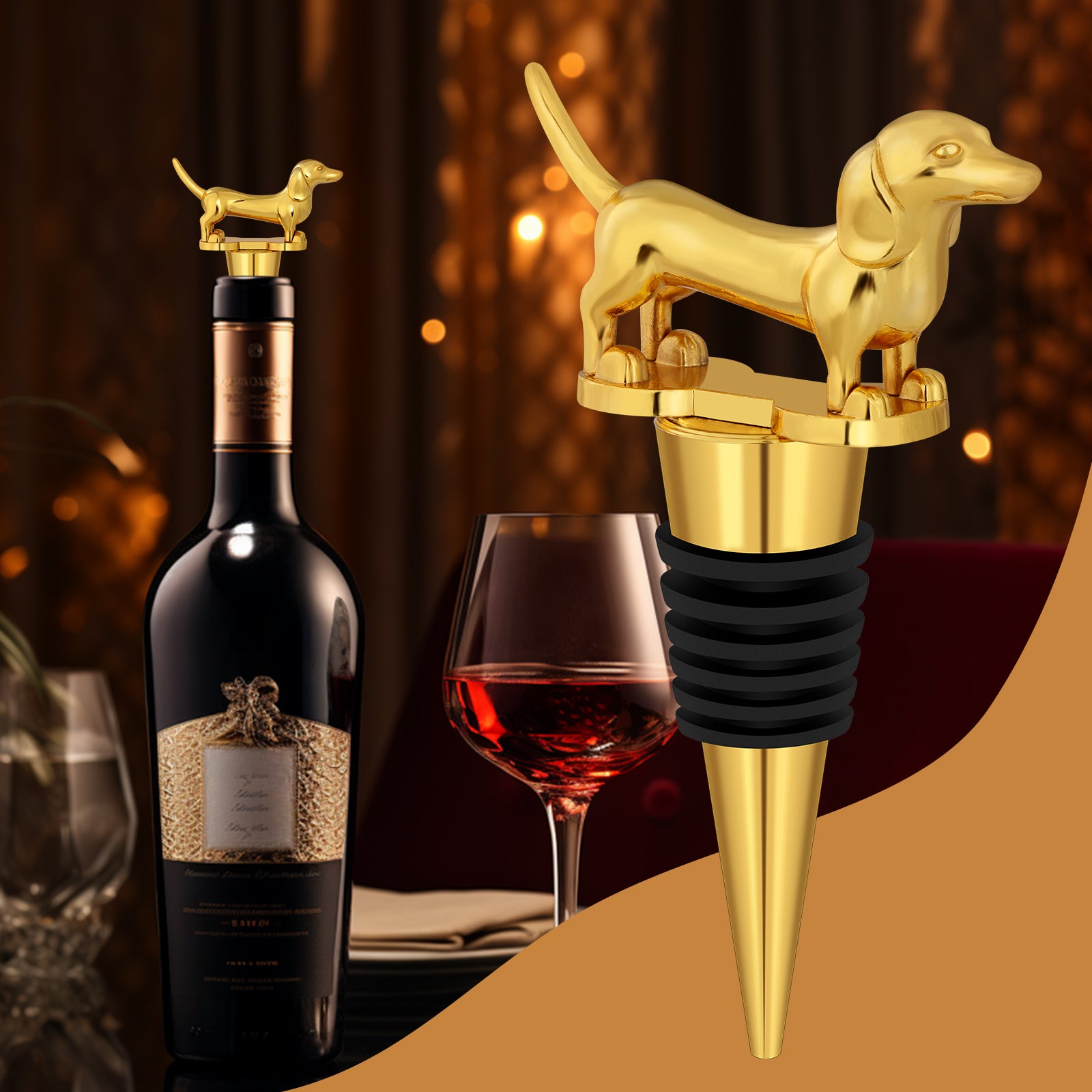 Dachshund Wine Stopper – Luxury Animal Decor Gift – LumiqHome
