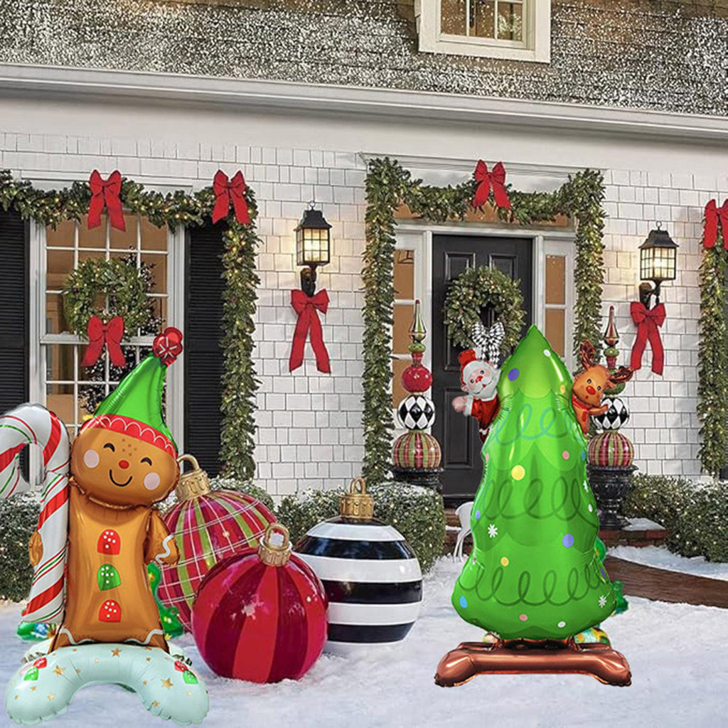 Christmas Foil Balloons Set of 8 - Santa Snowman Gingerbread Tree 3D - LumiqHome
