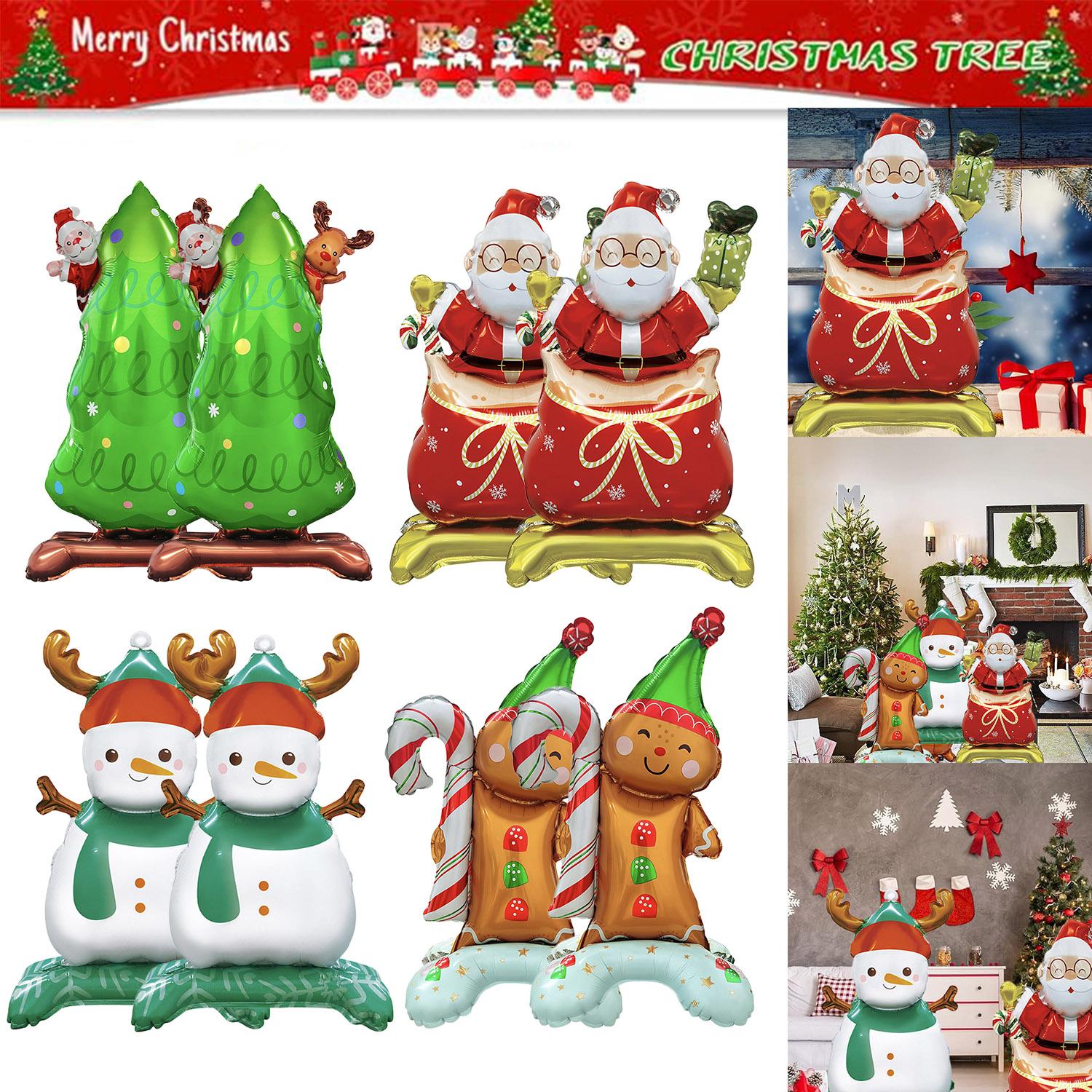 Christmas Foil Balloons Set of 8 - Santa Snowman Gingerbread Tree 3D - LumiqHome