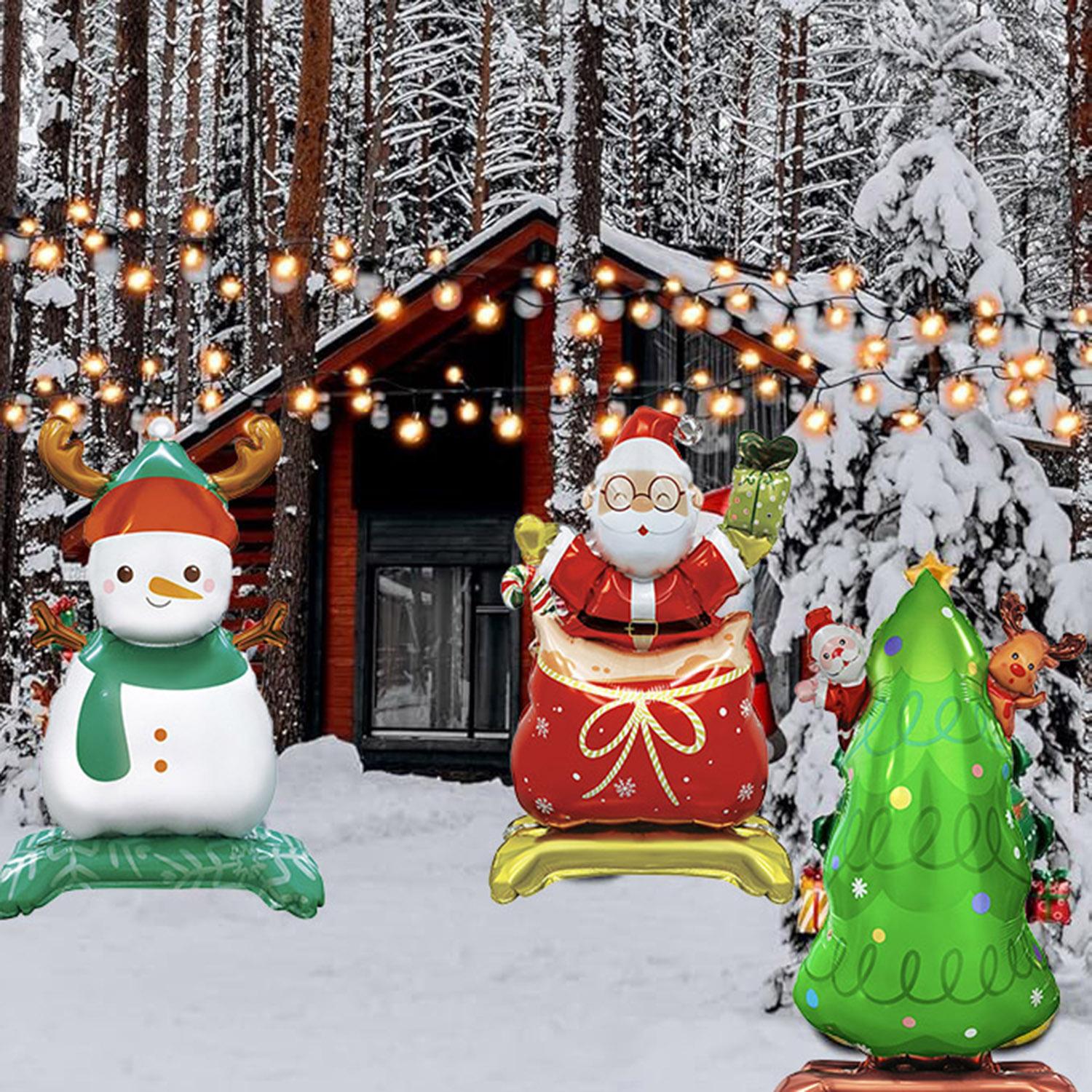 Christmas Foil Balloons Set of 8 - Santa Snowman Gingerbread Tree 3D - LumiqHome