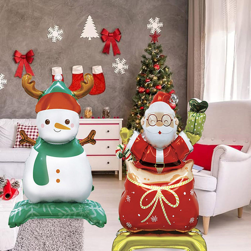 Christmas Foil Balloons Set of 8 - Santa Snowman Gingerbread Tree 3D - LumiqHome