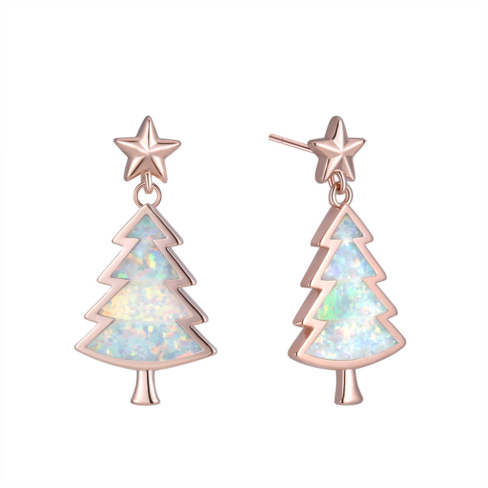 Christmas tree earrings silver single detail LumiqHome