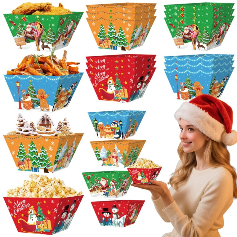 12 Pcs Christmas Paper Food Tray Tree Santa Gingerbread by LumiqHome – elegant holiday home décor in a cozy setting