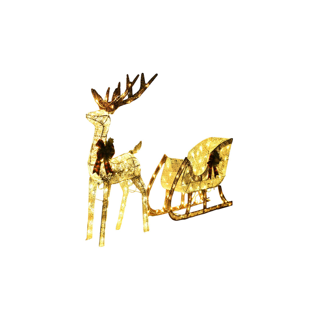 48in Christmas Reindeer & 38in Sleigh Decoration Set - Indoor Outdoor - LumiqHome