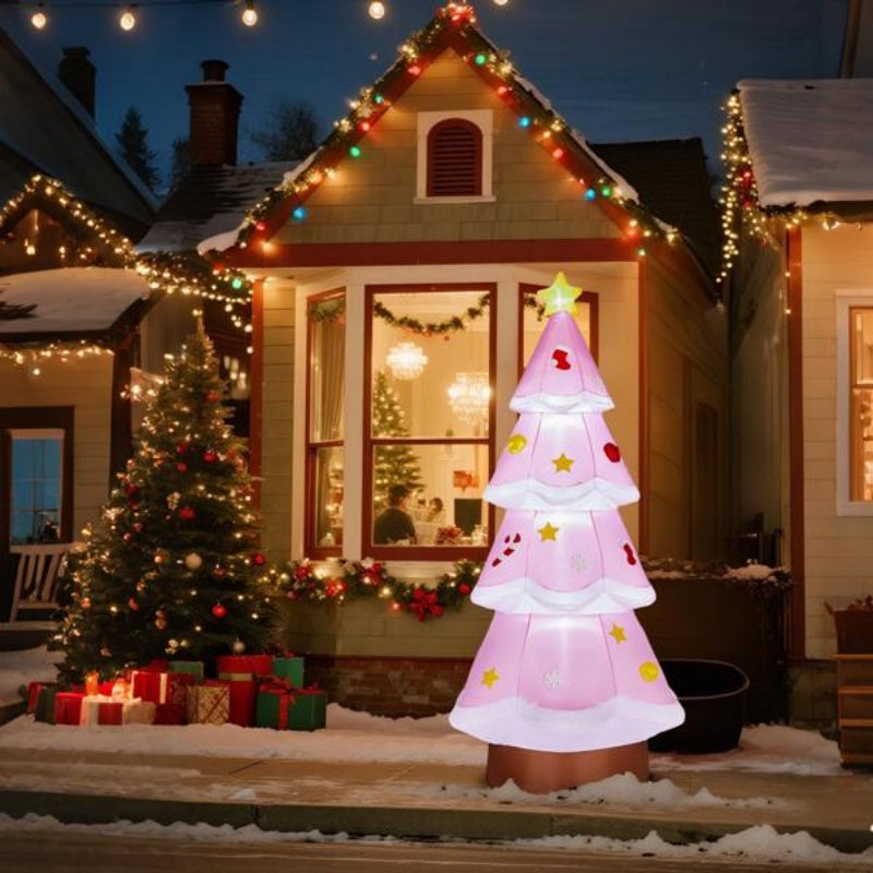 7.2ft LED Inflatable Pink Christmas Tree - Outdoor Yard Decoration - LumiqHome
