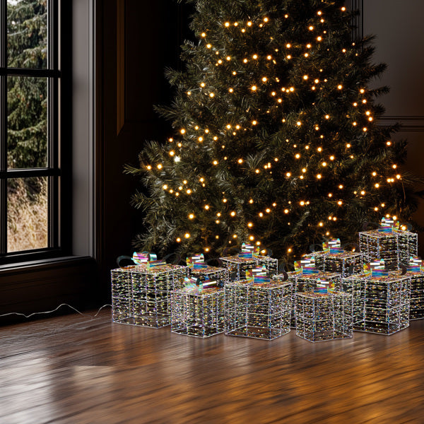3pcs 7.5in-6.3in-5in Colorful Gift Box, Christmas Light – LumiqHome