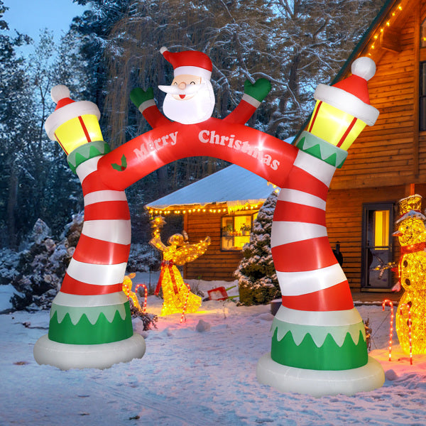 8.9ft Christmas Inflatable Arch with 7 LED Lights & Drawstring Pockets - LumiqHome