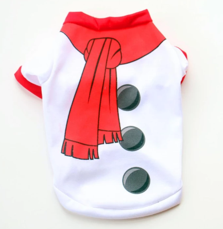 Dog Christmas costume sweatshirt white snowman front LumiqHome