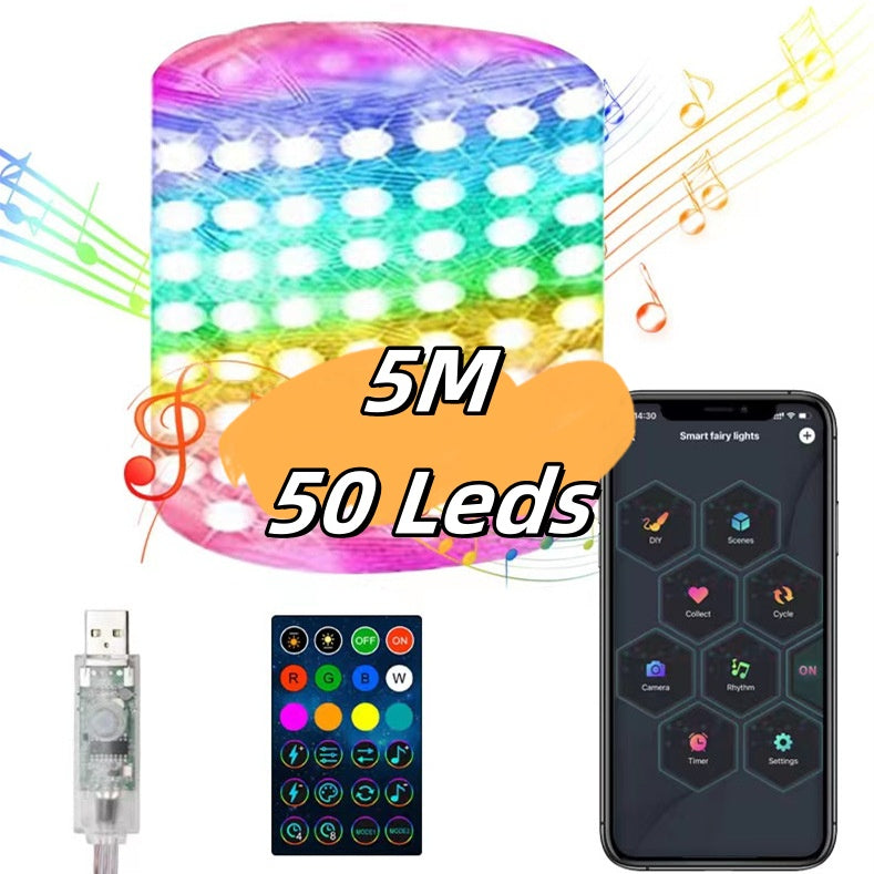 Christmas light string remote control RGB cylinder top view LumiqHome