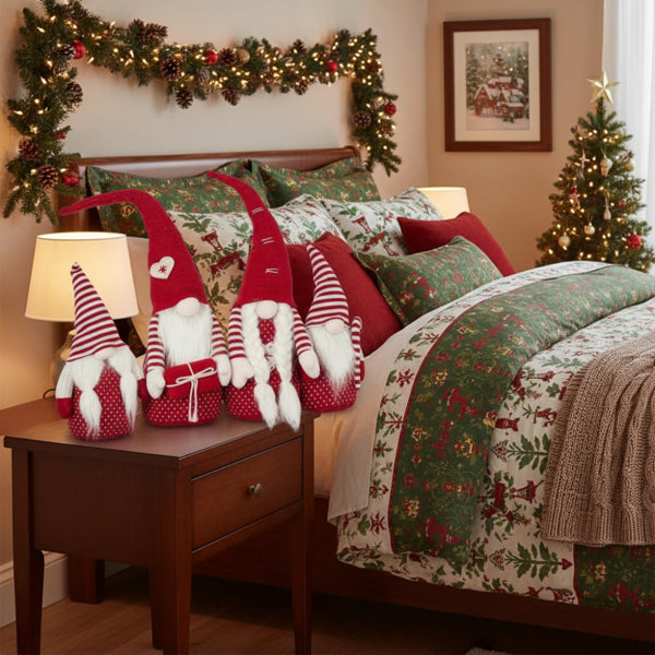 4PCS Set Tall Christmas Gnome Family Red Halloween Deco – LumiqHome