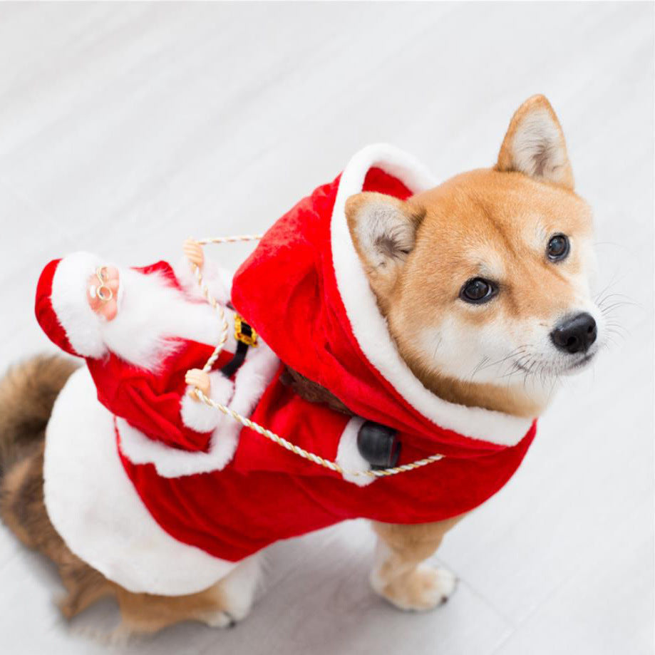 Green elf pet dog Christmas costume red Santa Shiba Inu LumiqHome