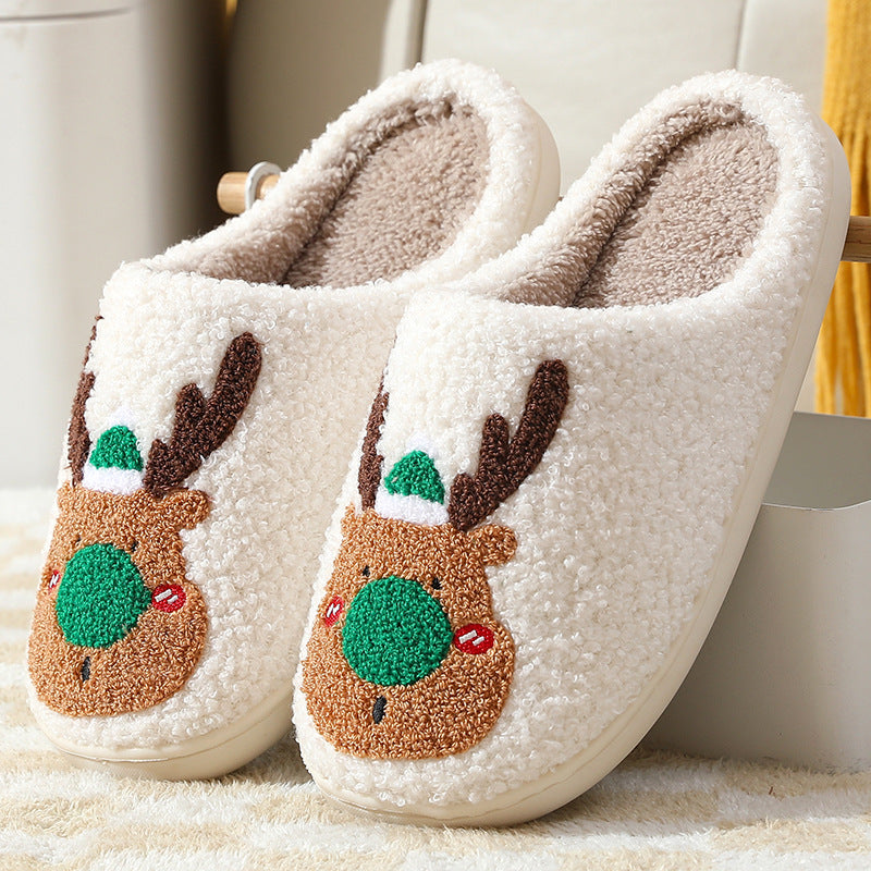 Winter warm Christmas elk cotton slippers colorful lifestyle hand LumiqHome