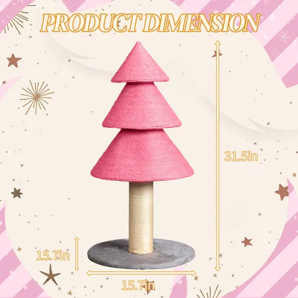 31.5" Christmas Tree Cat Scratcher - Large Sisal Scratching Post Tower - LumiqHome