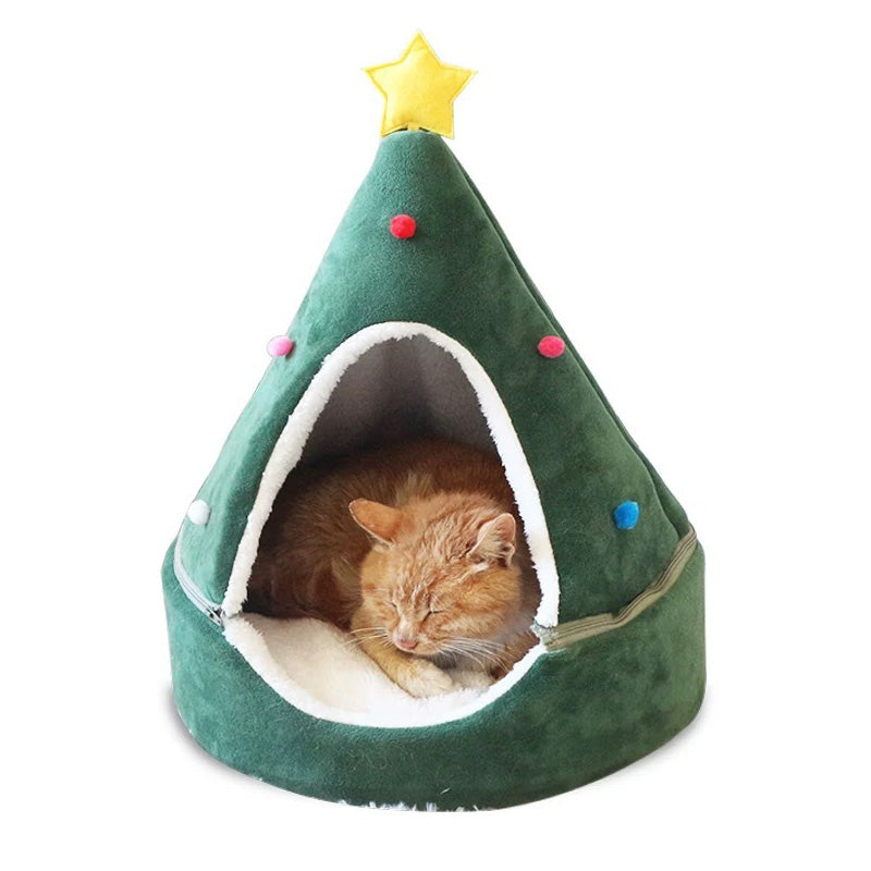 Christmas Tree Pet Bed Winter Warm Pet Nest Cat House D by LumiqHome – elegant holiday home décor in a cozy setting