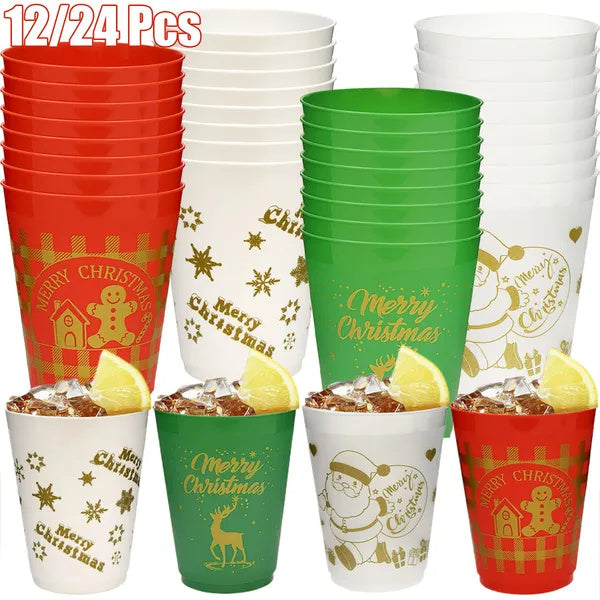 12 Pcs Christmas Plastic Tumblers Gingerbread Man Santa by LumiqHome – elegant holiday home décor in a cozy setting
