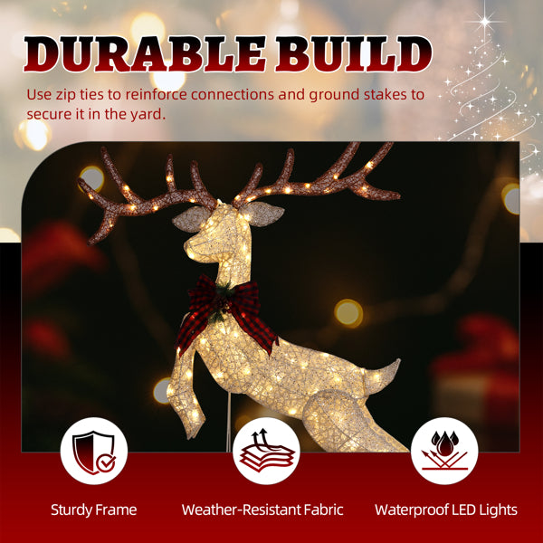 5ft Pre-Lit Jumping Reindeer Christmas Decoration - Warm White LED - LumiqHome