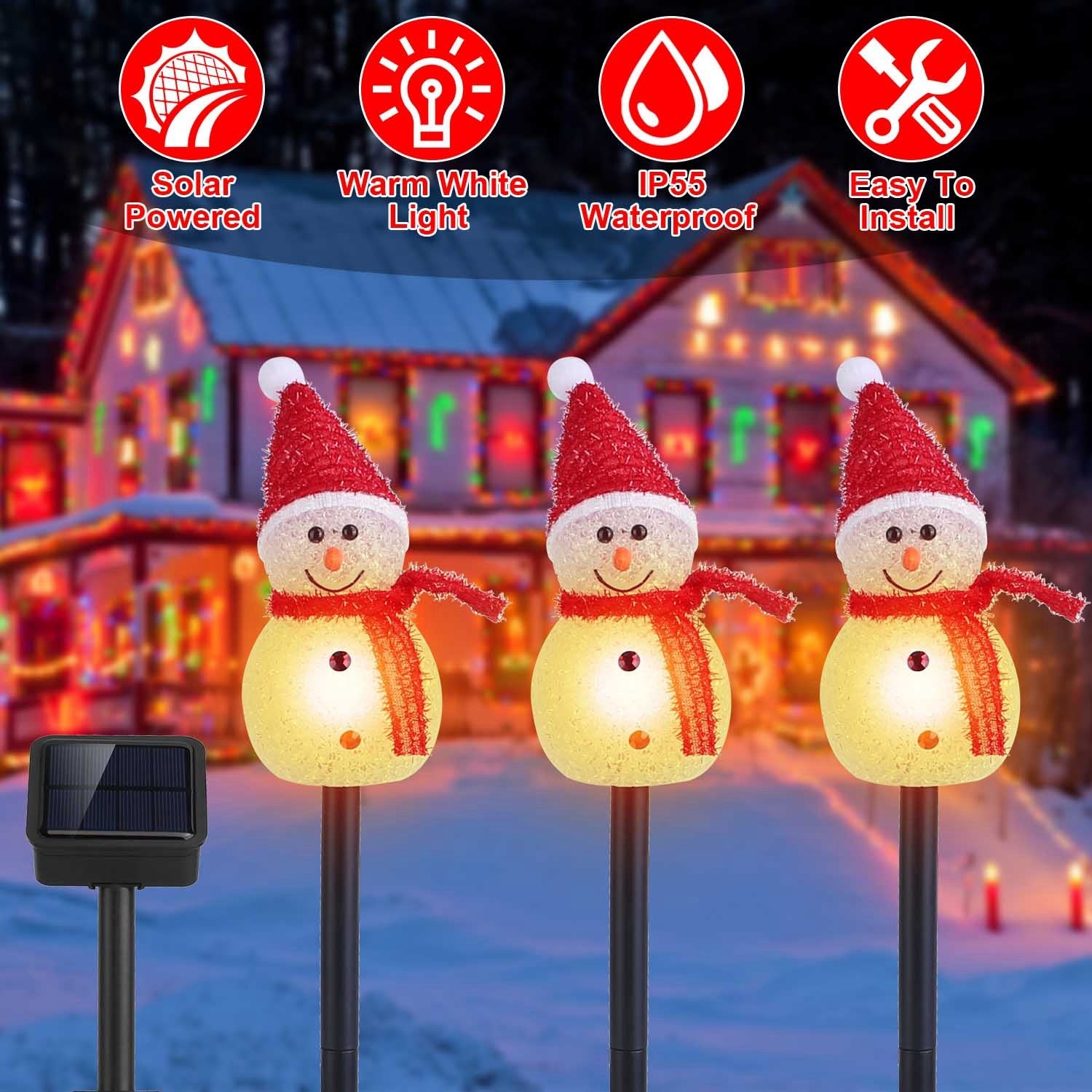 1Pc Solar Powered Lamp 3 Snowmen Outdoor Decorative Chr by LumiqHome – elegant led christmas décor in a cozy setting