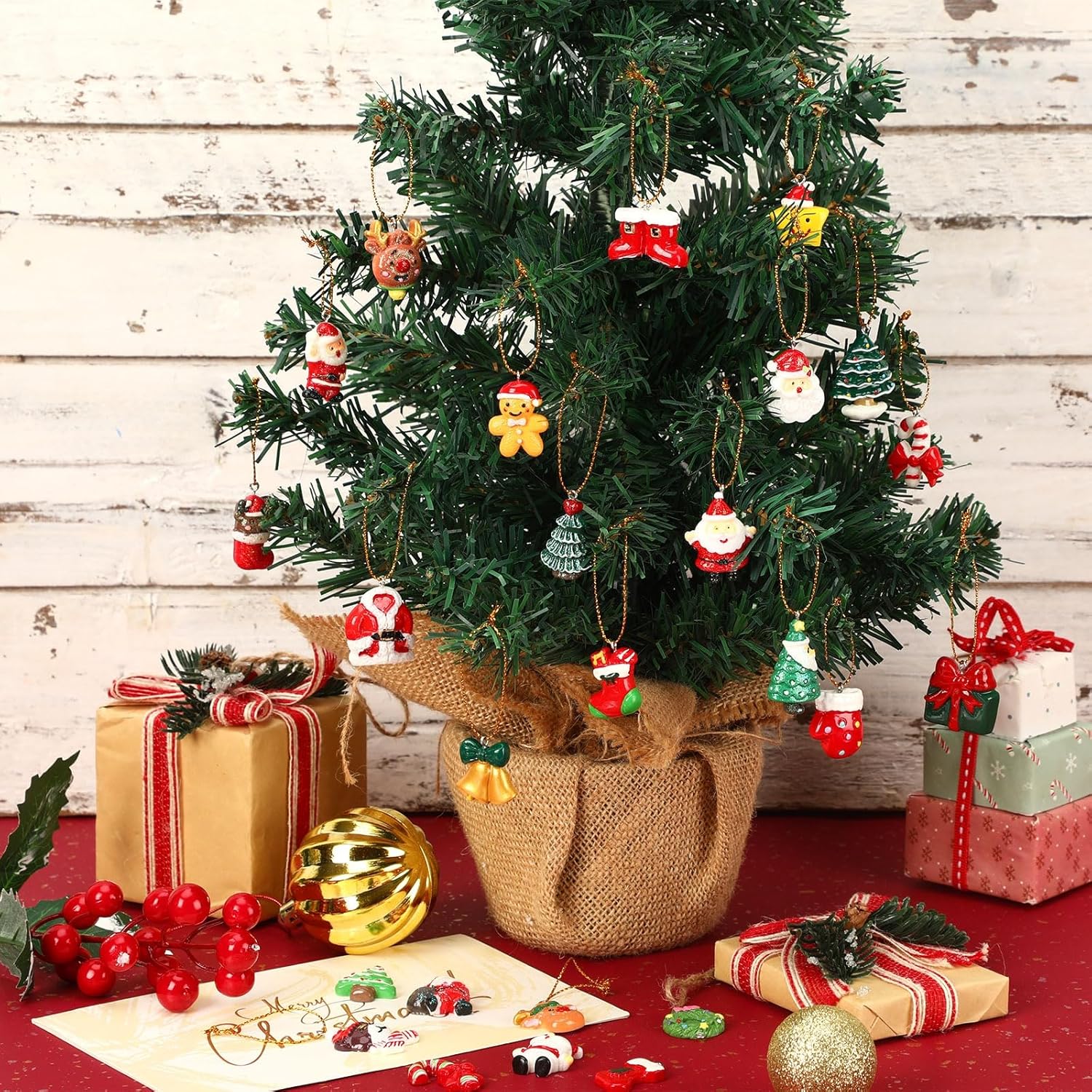 Mini Resin Christmas Tree Ornaments Set of 36 - Hanging Figurines & Charms - LumiqHome