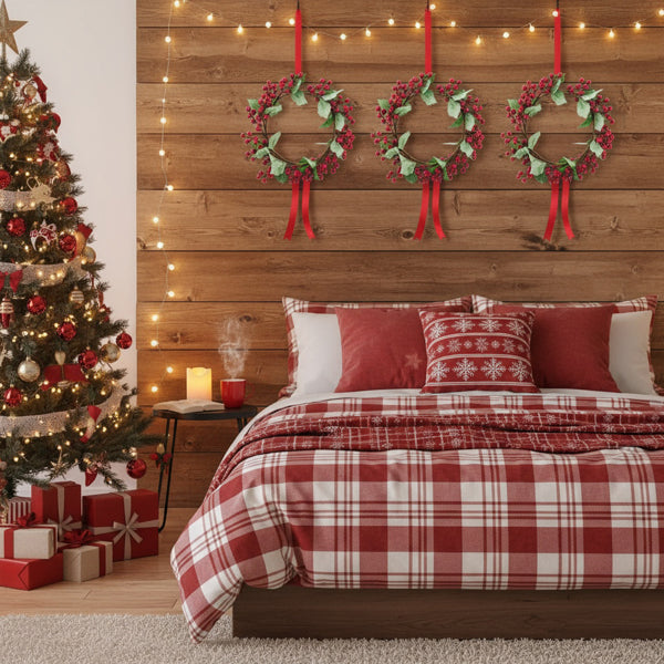 3PCS Set Christmas Door Wreath With Pine Cones & Greene – LumiqHome