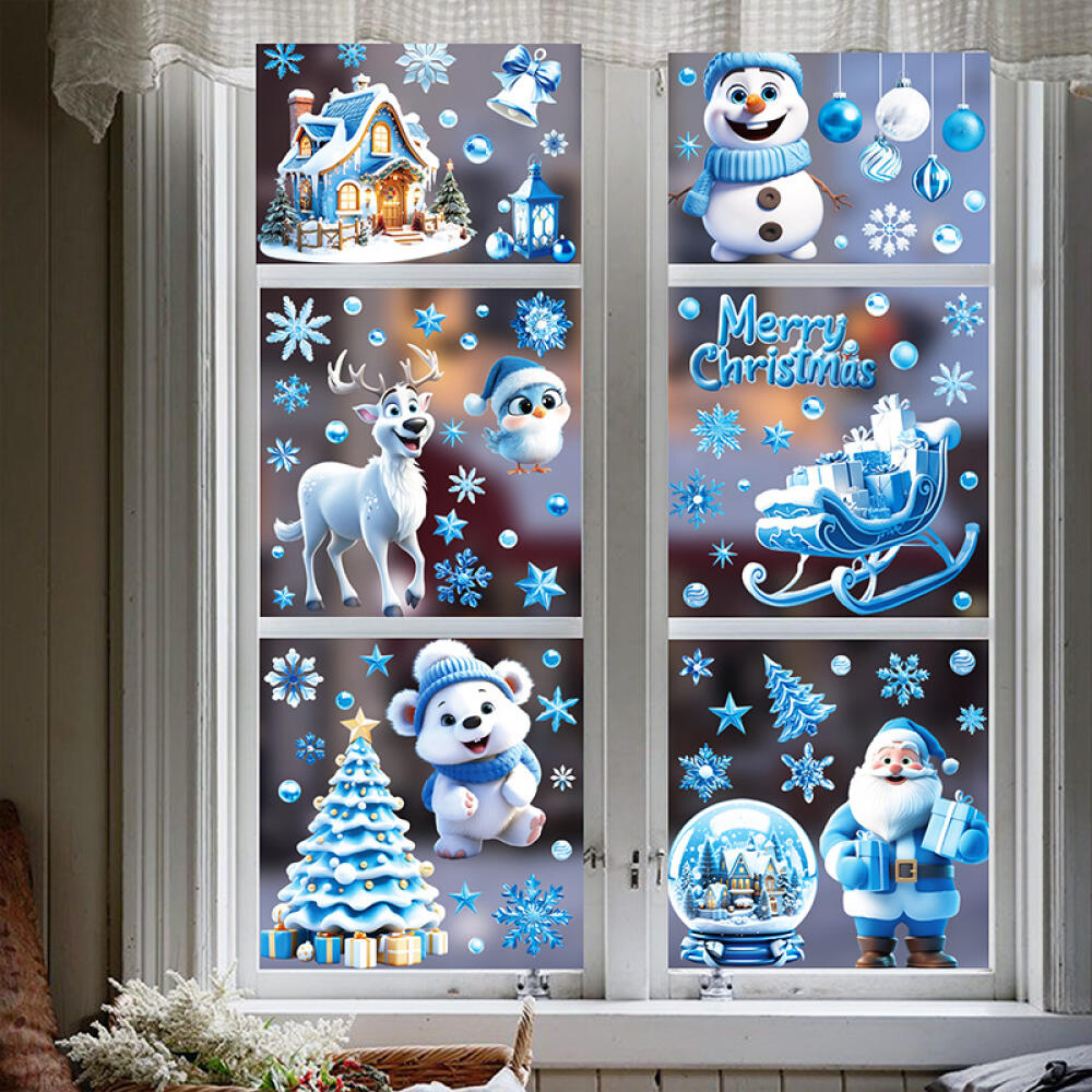 Christmas Snowflake Window Decals - 9 Sheets Blue Winter Stickers - LumiqHome