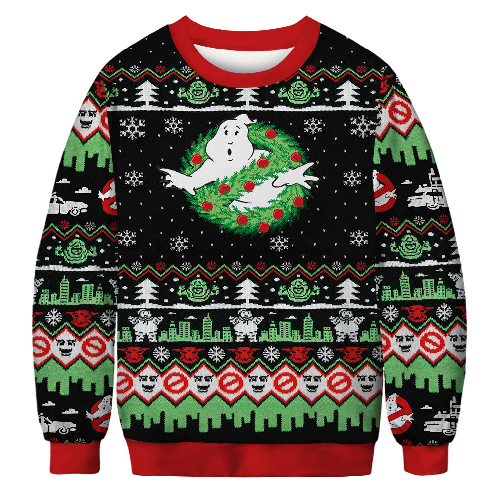 Christmas print sweater front view size S LumiqHome