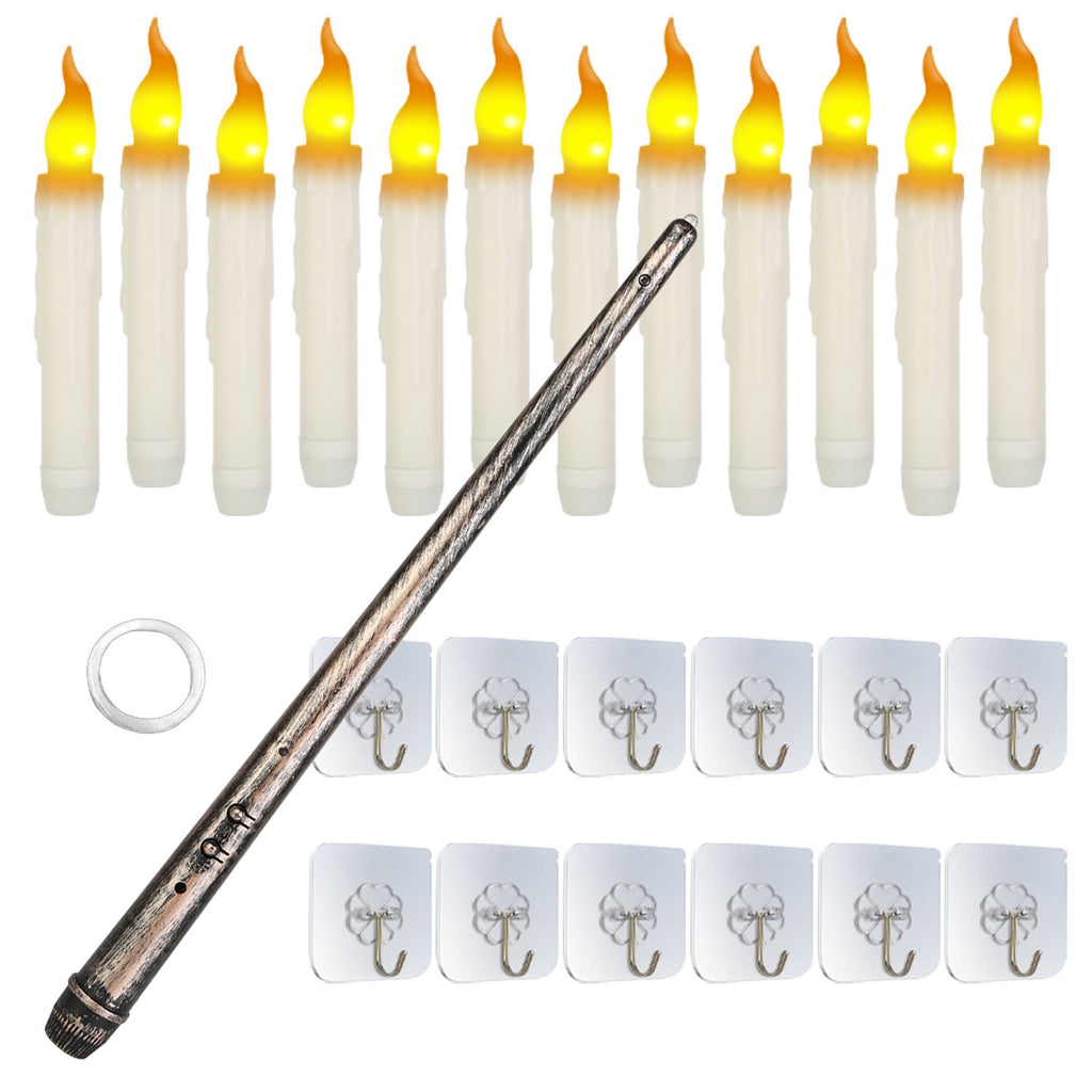 Flameless Floating Candles Set of 12 - LED Magic Hanging Candles with Remote - LumiqHome