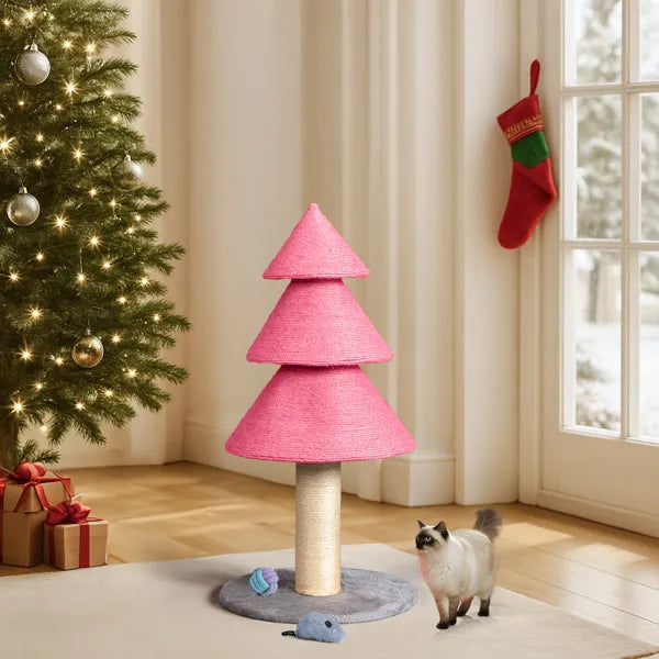 31.5" Christmas Tree Cat Scratcher - Large Sisal Scratching Post Tower - LumiqHome