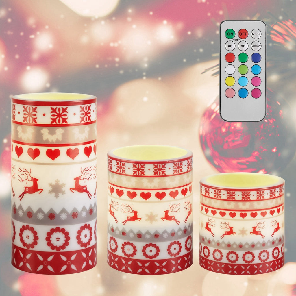 3Pack Christmas Flameless LED Candles Deer Flickering C by LumiqHome – elegant led christmas décor in a cozy setting