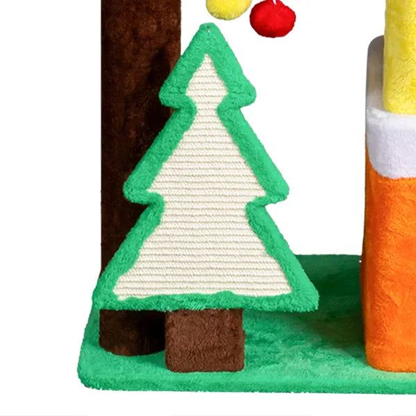 56" Christmas Themed Plush Cat Tree – Multi-Level Cat Tower – LumiqHome