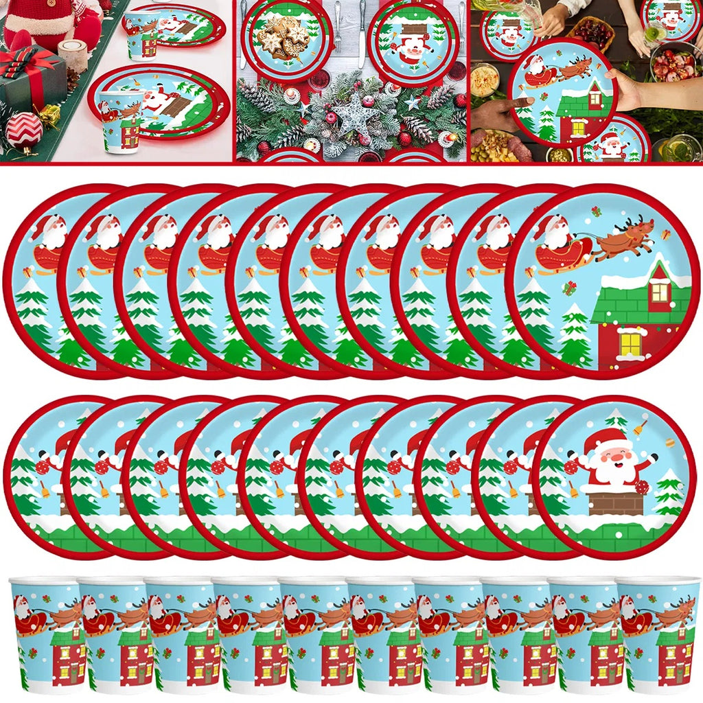 30Pcs Christmas Party Tableware Set 7 And 9 Inch Elk Cl by LumiqHome – elegant holiday home décor in a cozy setting